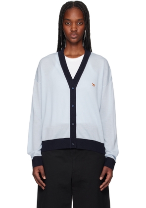 Maison Kitsuné Blue Baby Fox Patch Bi-Color Comfort Cardigan