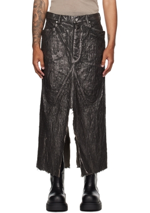 Rick Owens Bronze Concordians Long Slivered Denim Skirt