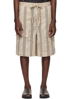 COMMAS Beige Rope Stripe Pocket Shorts
