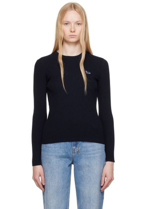 Maison Kitsuné Navy Baby Fox Patch Fine Ribbed Sweater
