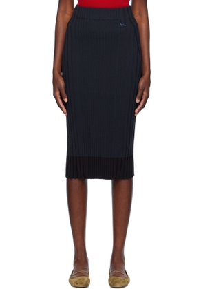 Maison Kitsuné Navy Baby Fox Patch Ribbed Midi Skirt