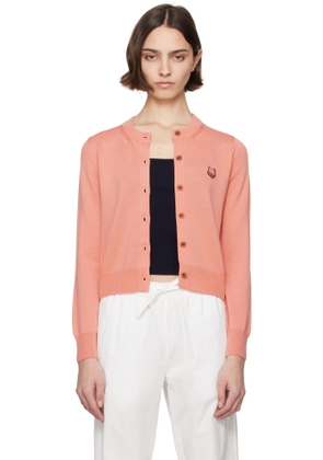 Maison Kitsuné Pink Bold Fox Head Patch Regular Cardigan