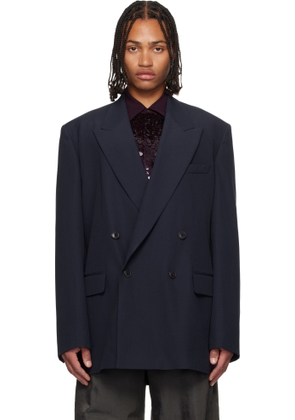 Dries Van Noten Navy Wool Blazer