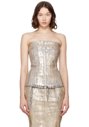 Rick Owens Gold Megacrust Stretch Denim Lido Bustier
