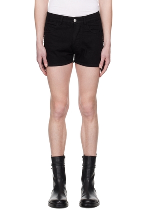 Ludovic de Saint Sernin Black Double Lace-Up Denim Shorts