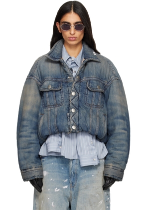 Maison MIHARA YASUHIRO Blue Roll-up Hem Puffer Denim Jacket