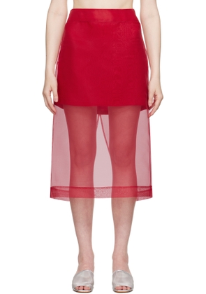 Maria McManus Red Lined Sheer Midi Skirt