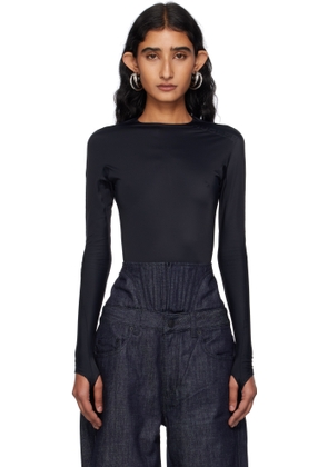Mugler Black Shoulder Logo Bodysuit