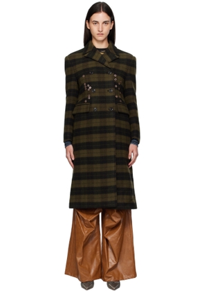 Andersson Bell Khaki Lacie Check Buttons Coat
