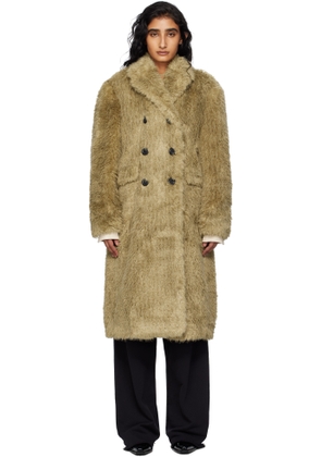 Andersson Bell Khaki Fields Buttons Faux-Fur Coat
