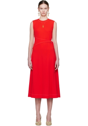 Tory Burch Red Belted Jersey Midi Dress