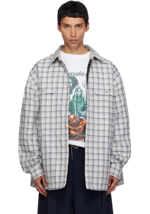 WILLY CHAVARRIA Off-White & Blue Quilted Overshirt
