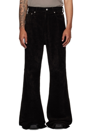 Rick Owens Black Concordians Bolan Bootcut Suede Pants