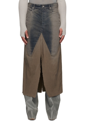 Rick Owens Gray Concordians Long Slivered Denim Skirt