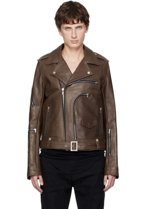 Rick Owens Brown Concordians Bauhaus Stooges Leather Jacket