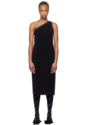 We11done Black Unbalanced Midi Dress