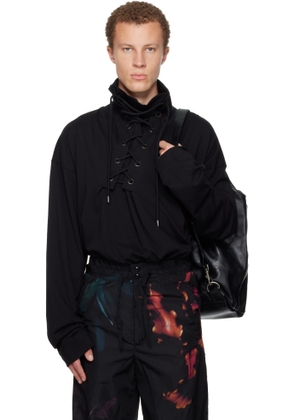 Dries Van Noten Black Lace-Up Shirt