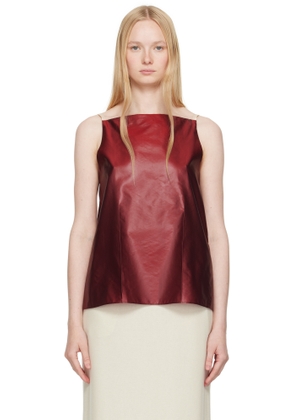 Carven Red Pressed Silk Vest Top