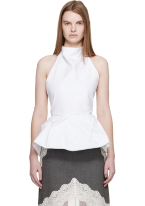 Magda Butrym White Halter Peplum Blouse