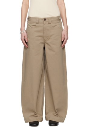 Meta Campania Collective Taupe Egon Wide-Leg Washed Midweight Cotton Trousers