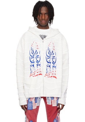 Who Decides War White Winged Glory Wavelength Zip Up Hoodie