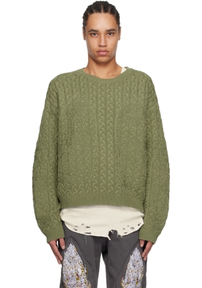 Who Decides War Green Lagoon Cable Knit Sweater