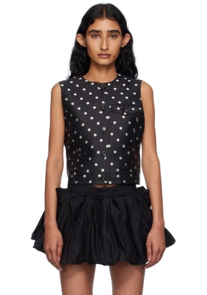 Pushbutton Black Polka Dot Trouser Detail Vest