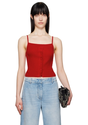 Dries Van Noten Red Straight Neck Wool Tank Top