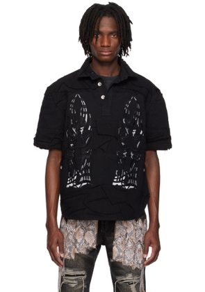 Who Decides War Black 'WDW' Winged Denim Polo
