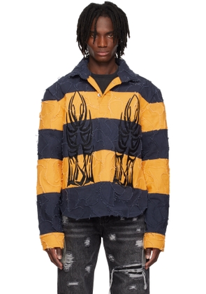 Who Decides War Navy & Yellow Winged Rugby Polo