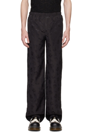 Anna Sui Black Floral Jacquard Trousers