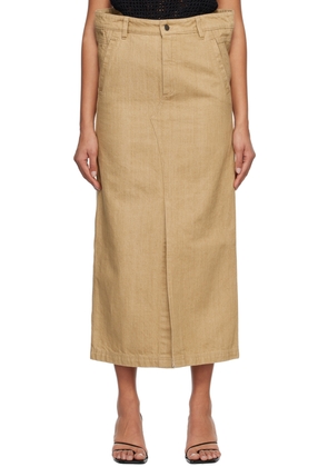 Subtle Le Nguyen Beige Flat Denim Maxi Skirt