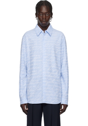 Balmain Blue Love Letter Print Shirt