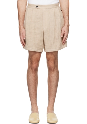 TONYWACK Beige Double Weave Linen Shorts