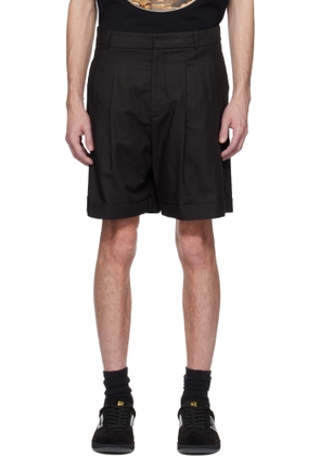 Balmain Black Pleated Bermuda Shorts