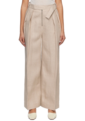 Subtle Le Nguyen Beige Pleated Trousers