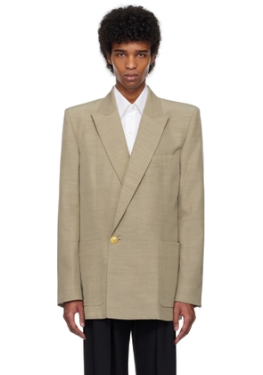 Balmain Taupe 1-Button Tailored Cupro Blazer
