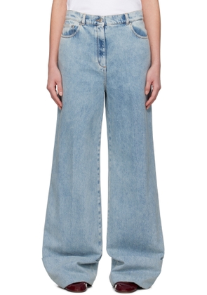 Lanvin Blue Wide-Leg Cuffed Jeans