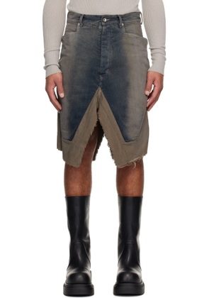 Rick Owens Gray Concordians Slivered Denim Midi Skirt