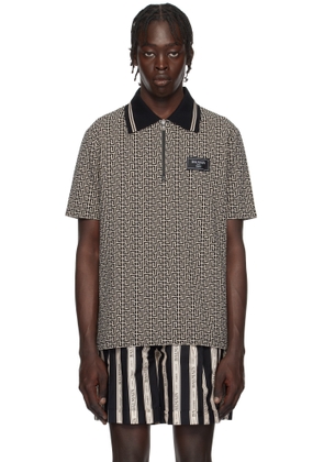 Balmain Black & White 'PB' Labryinth Polo