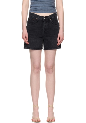 AGOLDE Black V-Waist Denim Shorts