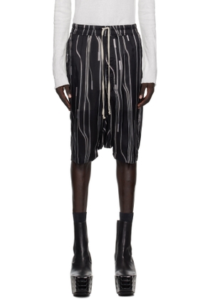 Rick Owens Black & Off-White Concordians Rick's Pods Shorts