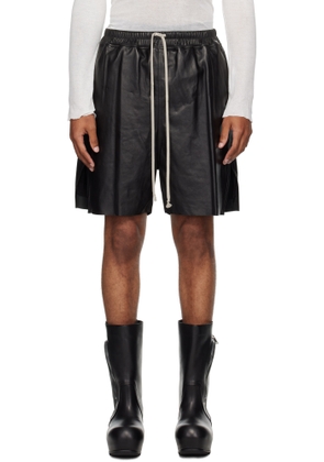 Rick Owens Black Concordians Boxers Leather Shorts