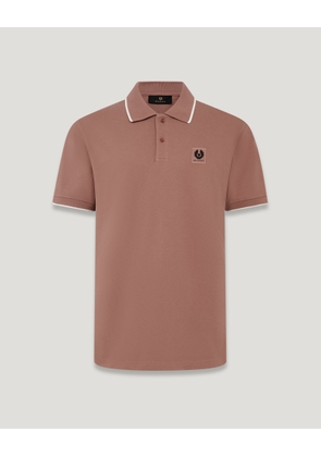 Belstaff Tipped Polo Men's Cotton Pique Cedar Wood Size M