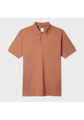 Paul Smith Terracotta Cotton 'Artist Stripe' Placket Polo Shirt Brown