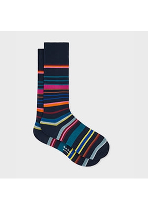 Paul Smith Navy Multistripe Socks Blue