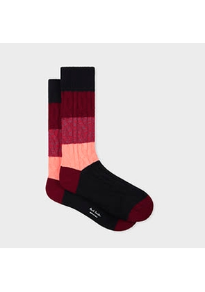 Paul Smith Black Cable Knit Block Stripe Socks