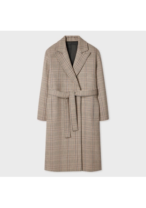 Paul Smith Women's Wool-Blend Check Tie Waist Coat Brown