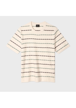 PS Paul Smith Ecru Textured Stripe Knitted Cotton T-Shirt White