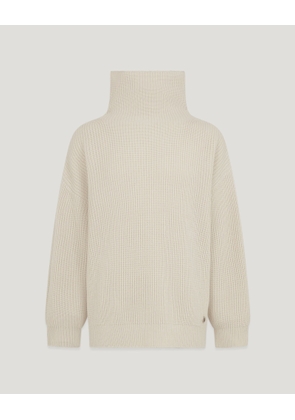 Belstaff Eden Mock Neck Jumper Women's Wool Cashmere Blend Silver Birch Size L